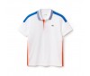 Polo tennis Lacoste manches courtes YH5523 33r blanc, orange et bleu.