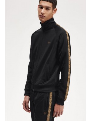 Fred Perry Contrast Tape Track Jacket J5557 S77 Black Shadedston