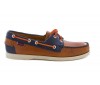 Chaussures Sebago Horween Dockside en cuir brun orange et bleu. B720013.