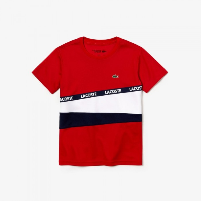 red white and blue lacoste shirt