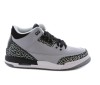 Basket Nike junior air Jordan 3 retro en cuir gris et argent. 398614 004.