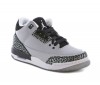 Basket Nike junior air Jordan 3 retro en cuir gris et argent. 398614 004.