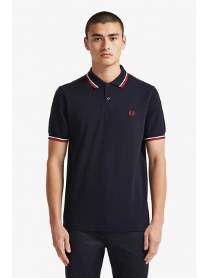 Polo Fred Perry Twin Tipped Navy White M3600 471