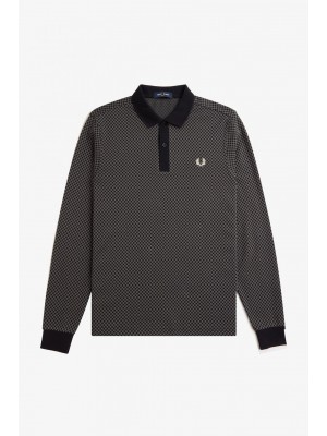 Polo Manches Longues Fred Perry Micro damier Black Field green M6592 T02
