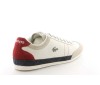 Chaussure Lacoste Misano 15 en blanc, bleu et rouge.