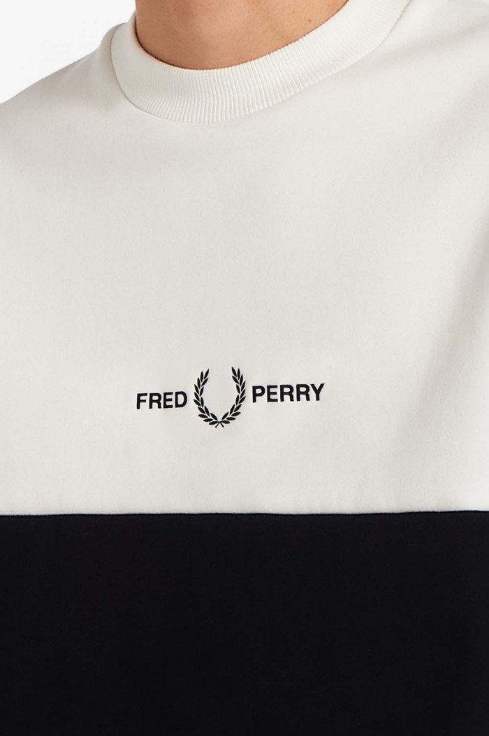 Sweatshirt Fred Perry color block M4698 P04 gris marine
