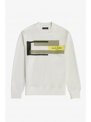 Fred Perry M1644 129 mixed graphic Sweatshirt snow white 