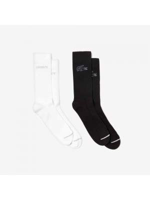 Chaussettes Lacoste RA8278 NBH White Black Silver Chine